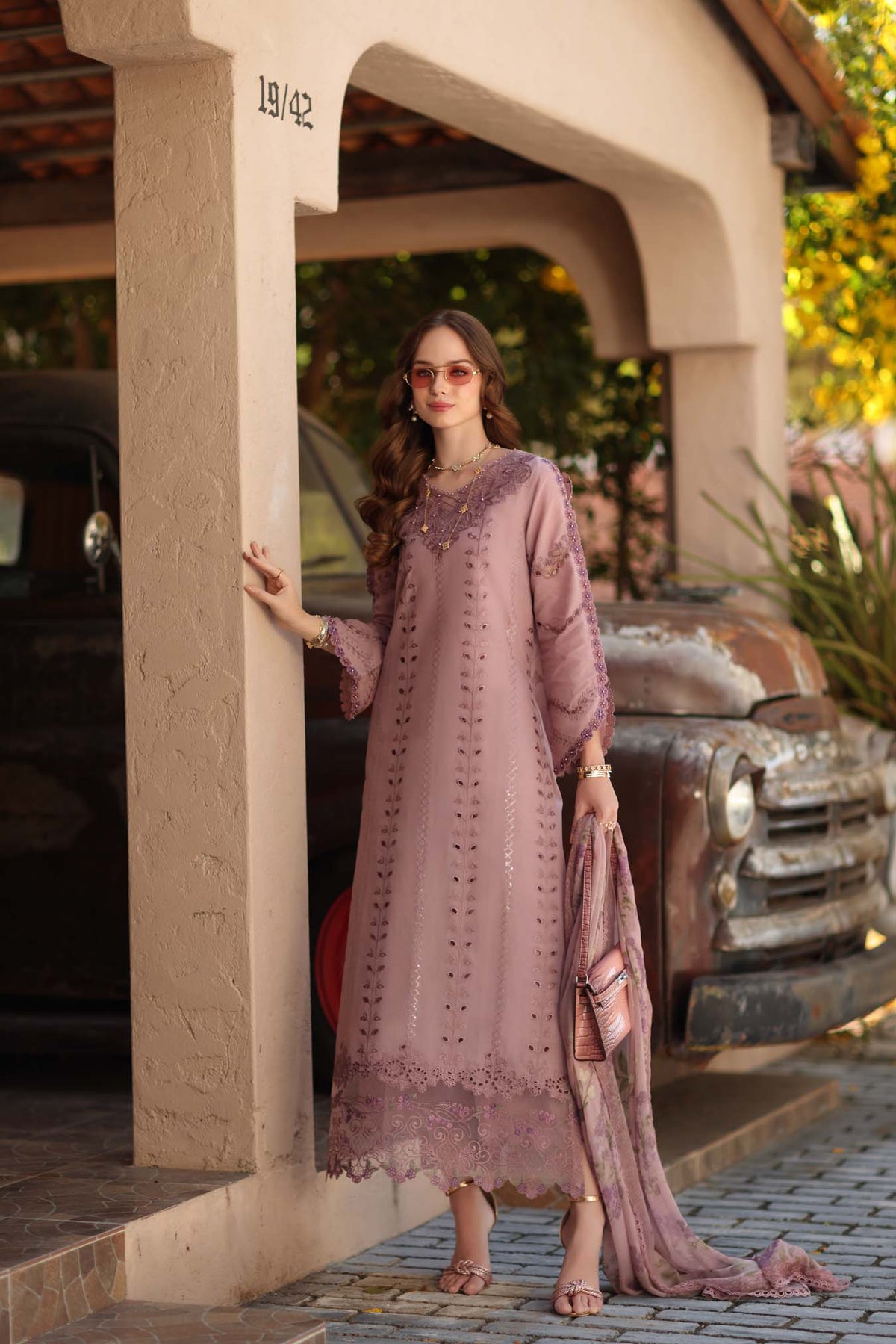 Noor by Saadia Asad | Luxe Chikankari 26 | D4 - B - Dusky Rose-2
