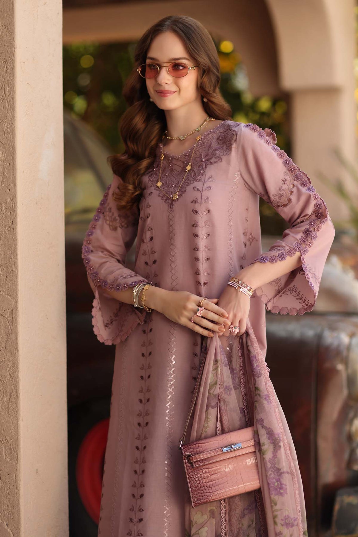 Noor by Saadia Asad | Luxe Chikankari 26 | D4 - B - Dusky Rose-3