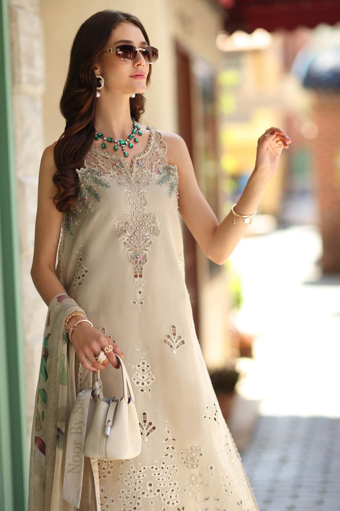 Noor by Saadia Asad | Luxe Chikankari 26 | D6 - A - Soft grey