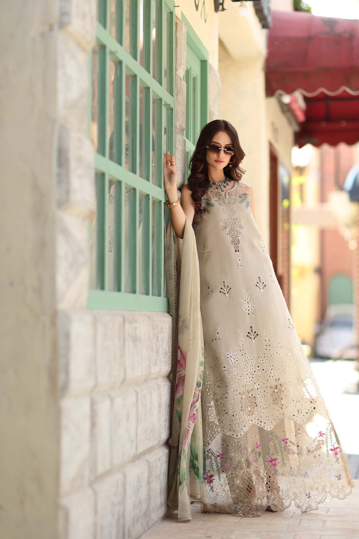 Noor by Saadia Asad | Luxe Chikankari 26 | D6 - A - Soft grey-4