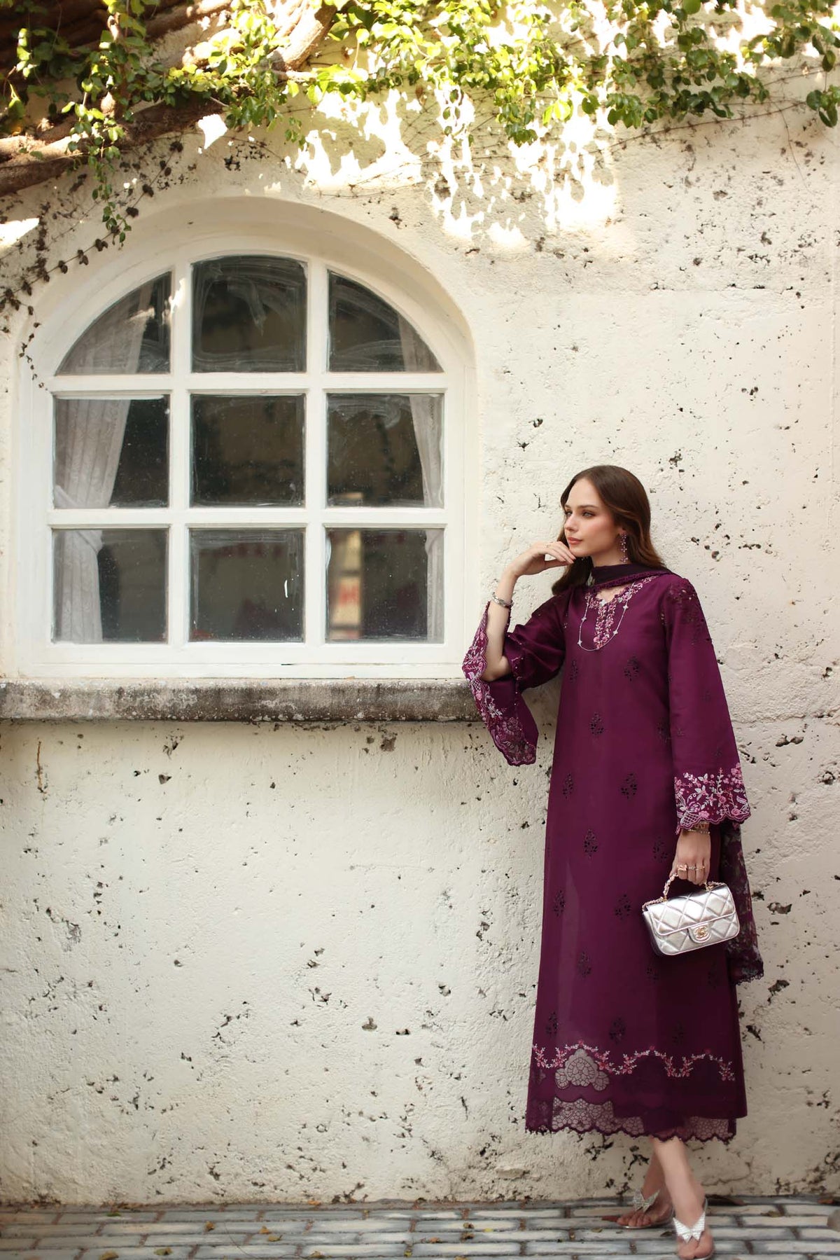 Noor by Saadia Asad | Luxe Chikankari 26 | D1 - A - plumberry-4