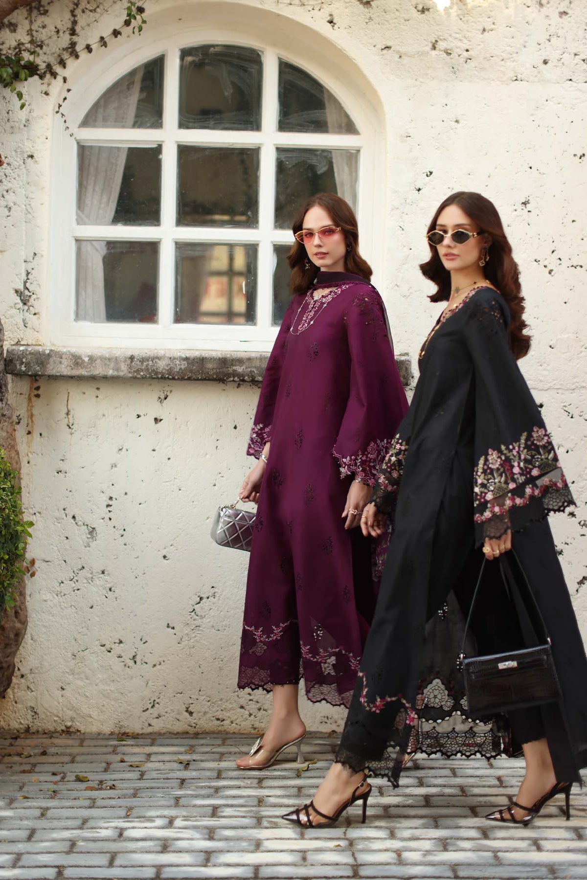 Noor by Saadia Asad | Luxe Chikankari 26 | D1 - A - plumberry-6