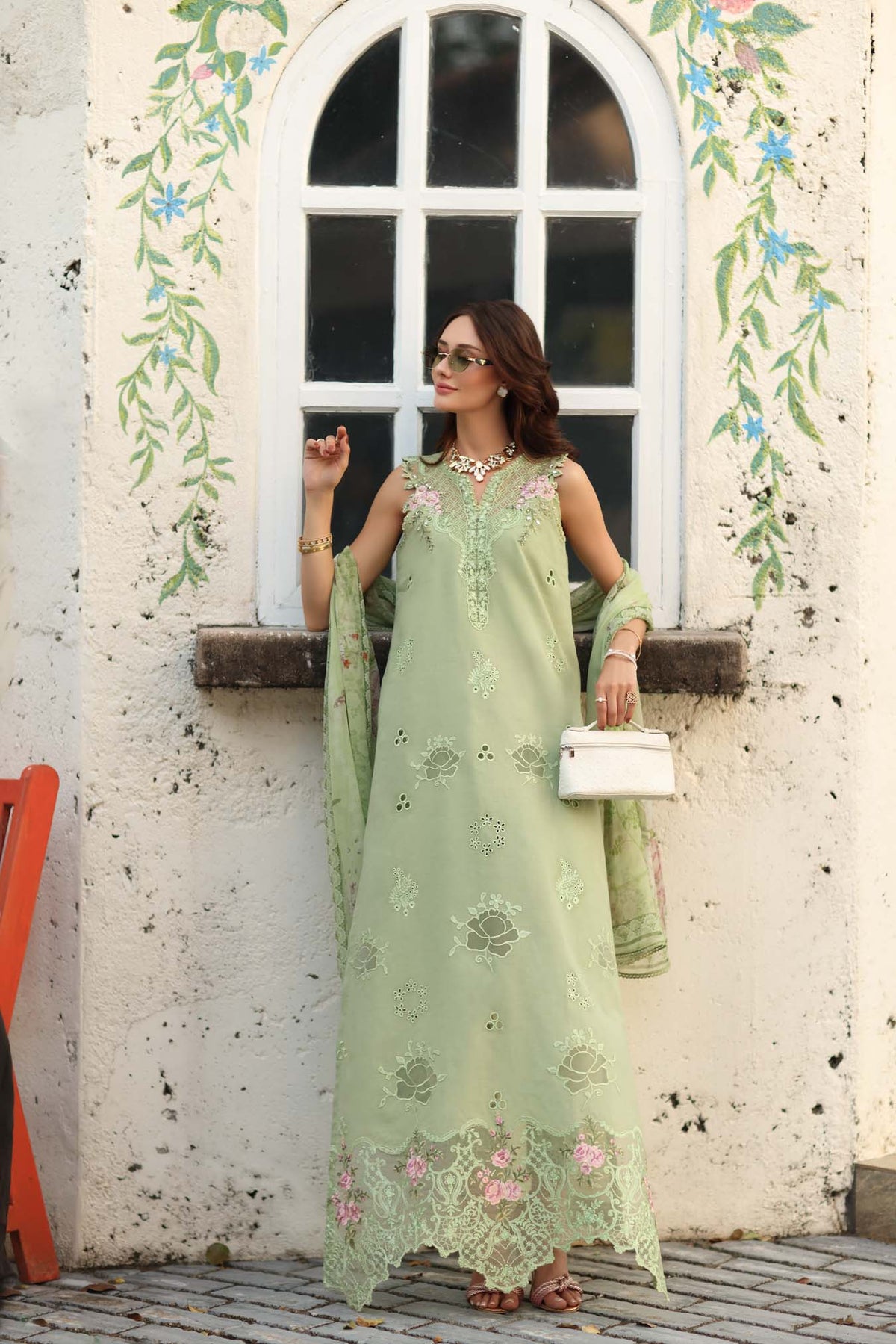 Noor by Saadia Asad | Luxe Chikankari 26 | D3 - A - Pistachio-3