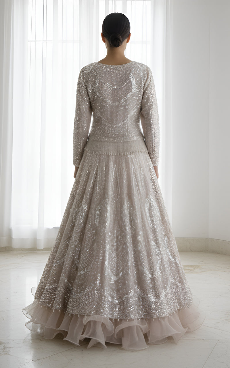 Threads and Motifs | Formal Dresses 25 | Net Embroidered Blouse With Lehenga, image 2