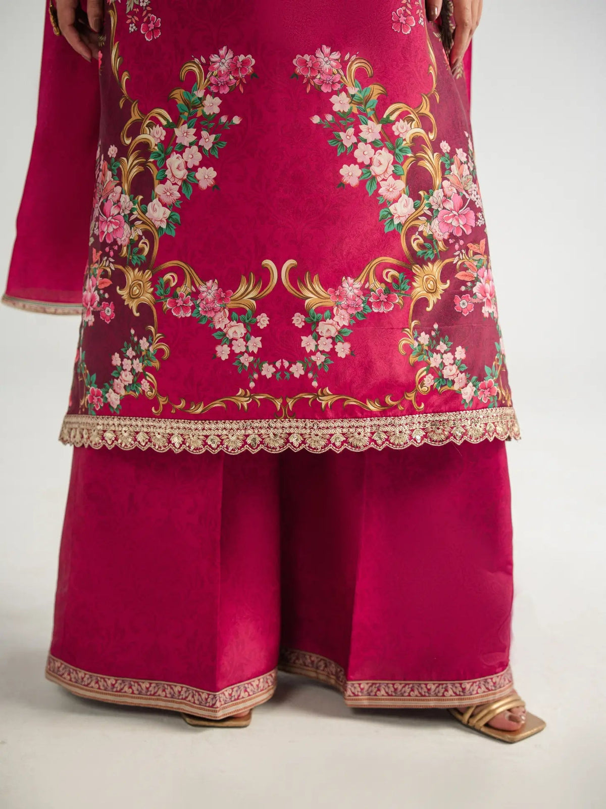 Gulaal | Aira Printed Silk | Garnet Garden, image 5