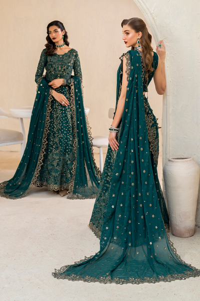 Iznik | Chinnon Chiffon | CC-47 Embroidered Chiffon -  Iznik Formal - Original Designer Dress - House of Maryam