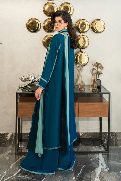 Fahad Hussayn | Lawn Banger | Midnight Teal -  Erum Khan Ladies Clothes - Original Designer Dress - House of Maryam