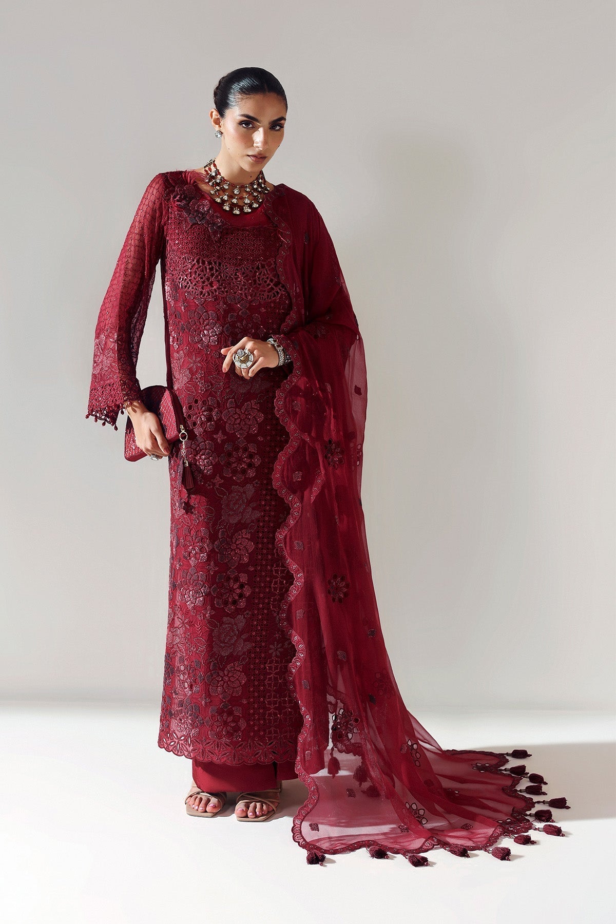 Alizeh | Aymal Luxury Bamber Chiffon | RIKA MAROON-3