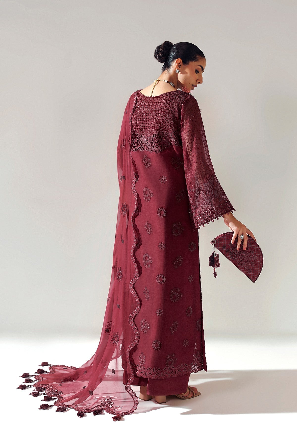 Alizeh | Aymal Luxury Bamber Chiffon | RIKA MAROON-2