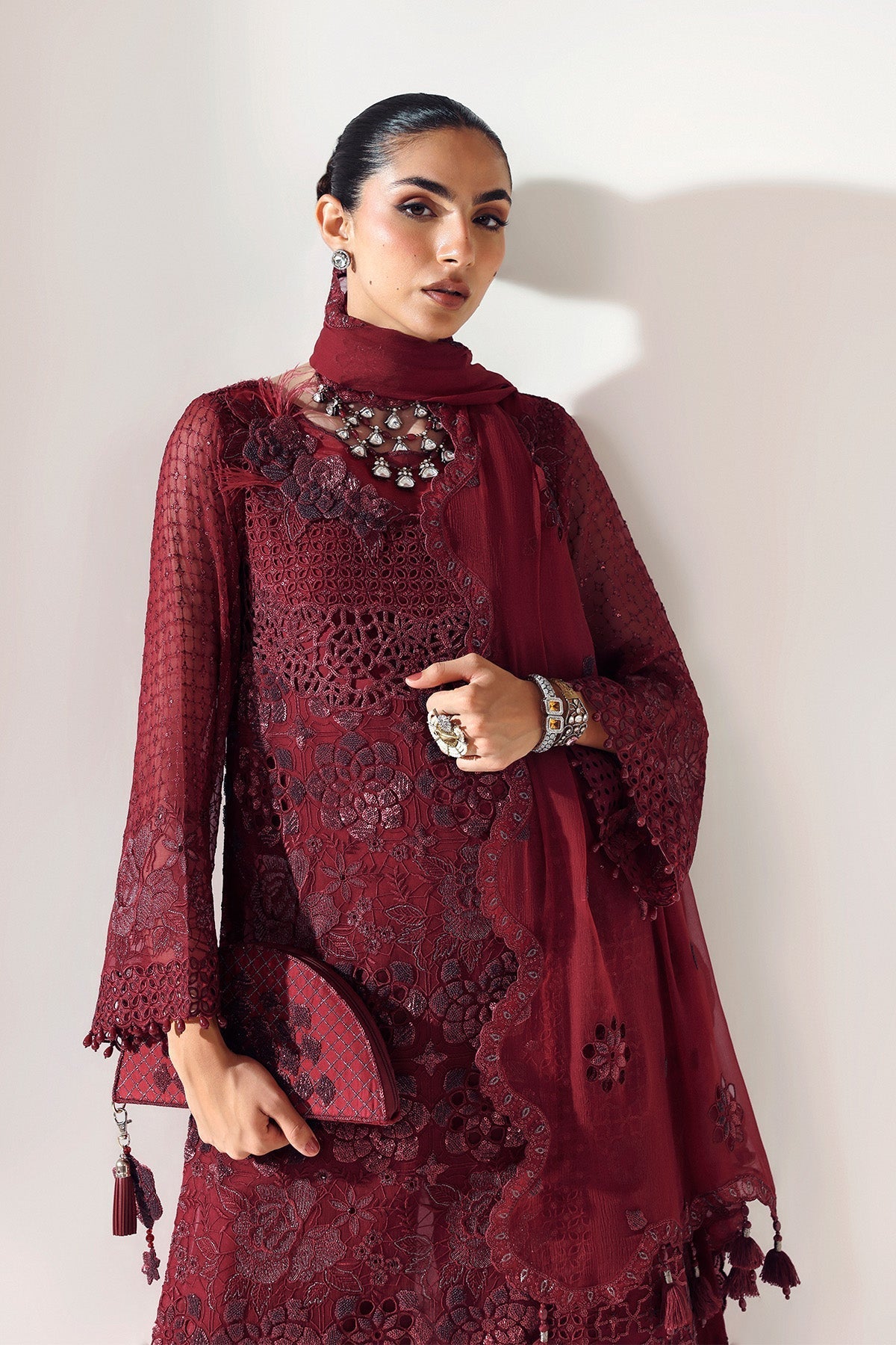 Alizeh | Aymal Luxury Bamber Chiffon | RIKA MAROON-4