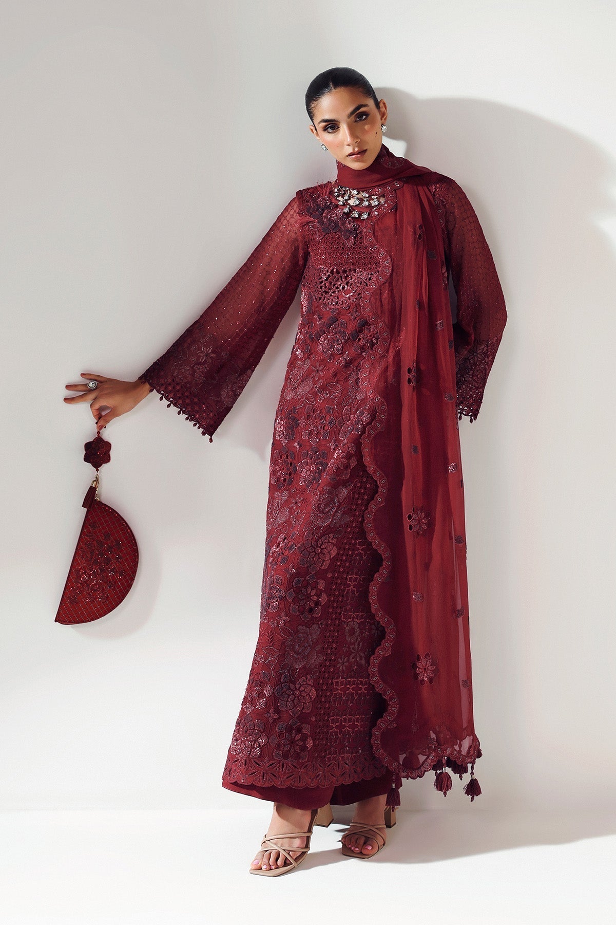 Alizeh | Aymal Luxury Bamber Chiffon | RIKA MAROON-6