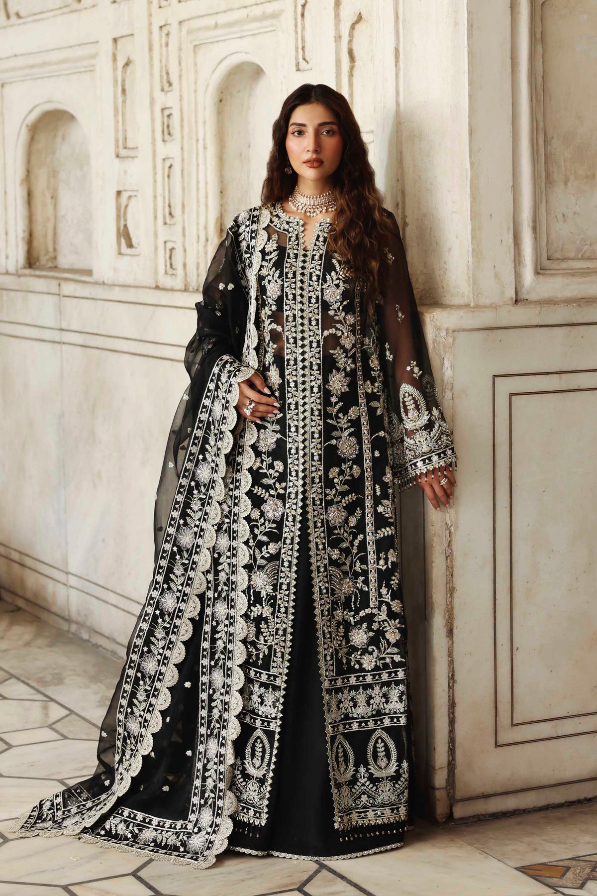 Akbar Aslam Siyahgul organza formal suit