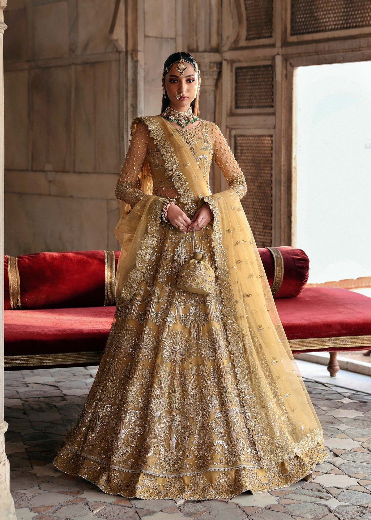 Akbar Aslam Gulnaz net bridal lehenga choli