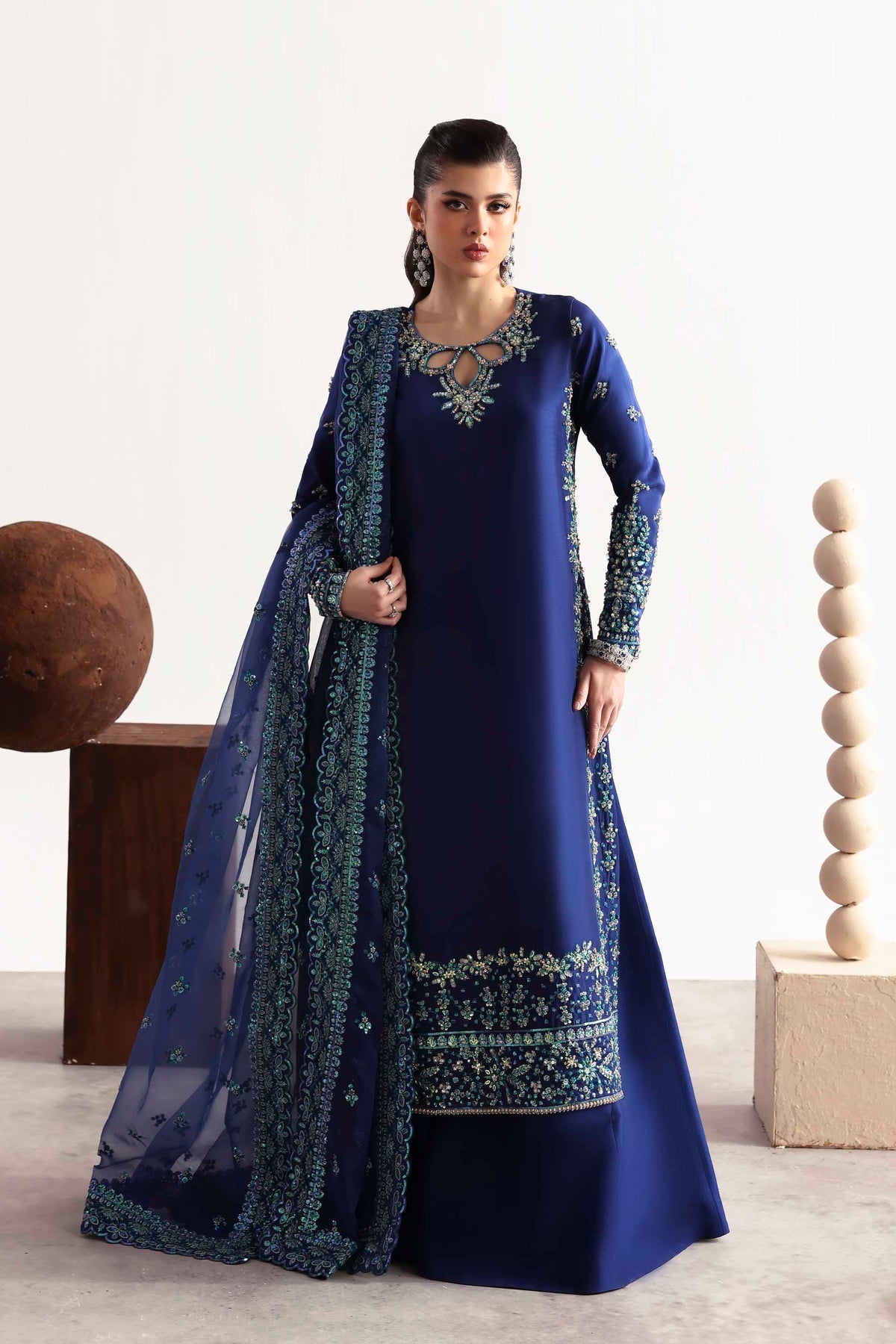 Akbar Aslam Sapphire silk formal suit