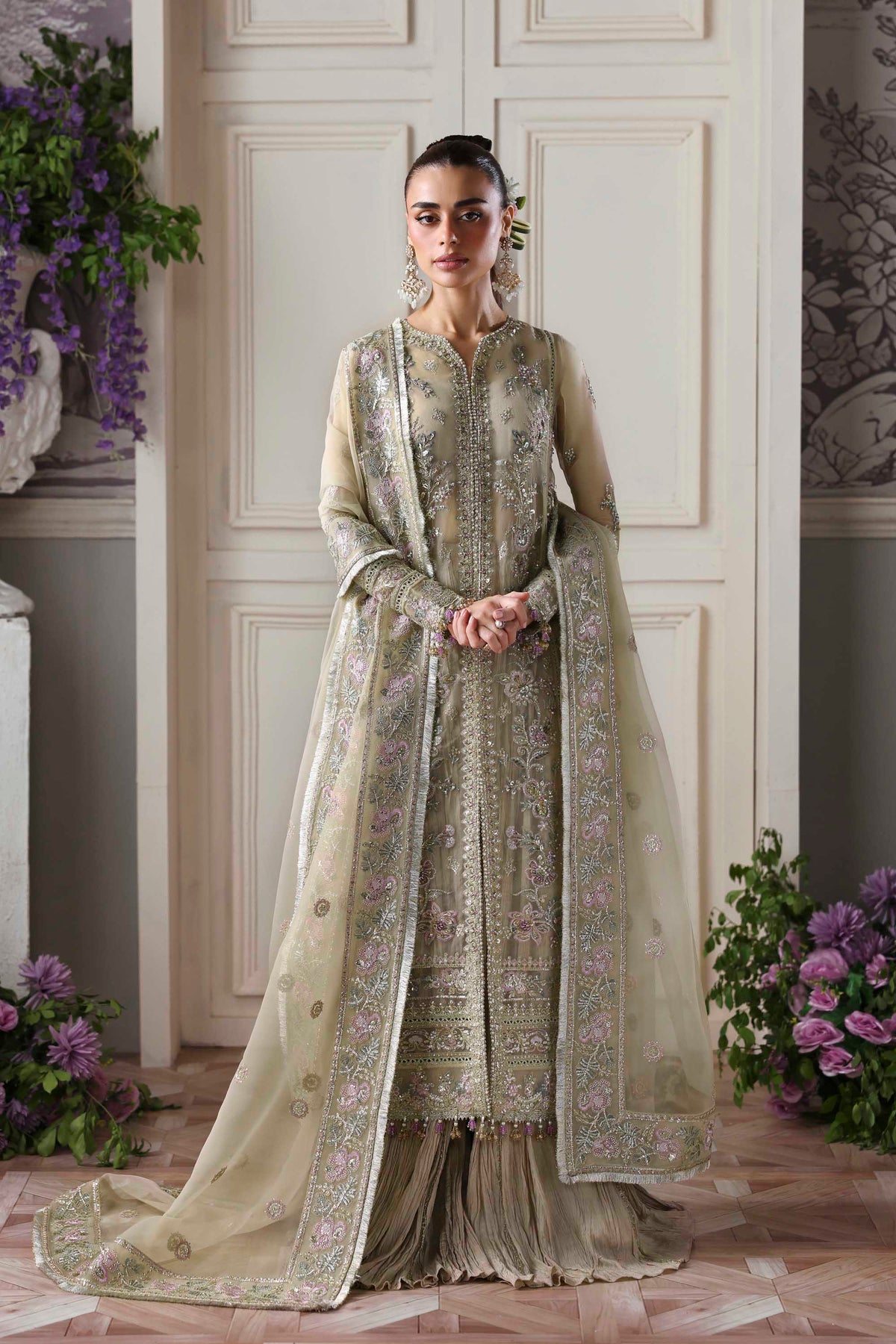 Akbar Aslam Obsidian organza formal shirt and sharara