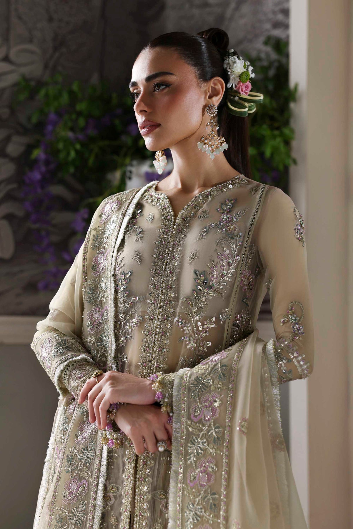 Akbar Aslam Obsidian organza formal shirt and sharara, photo 2