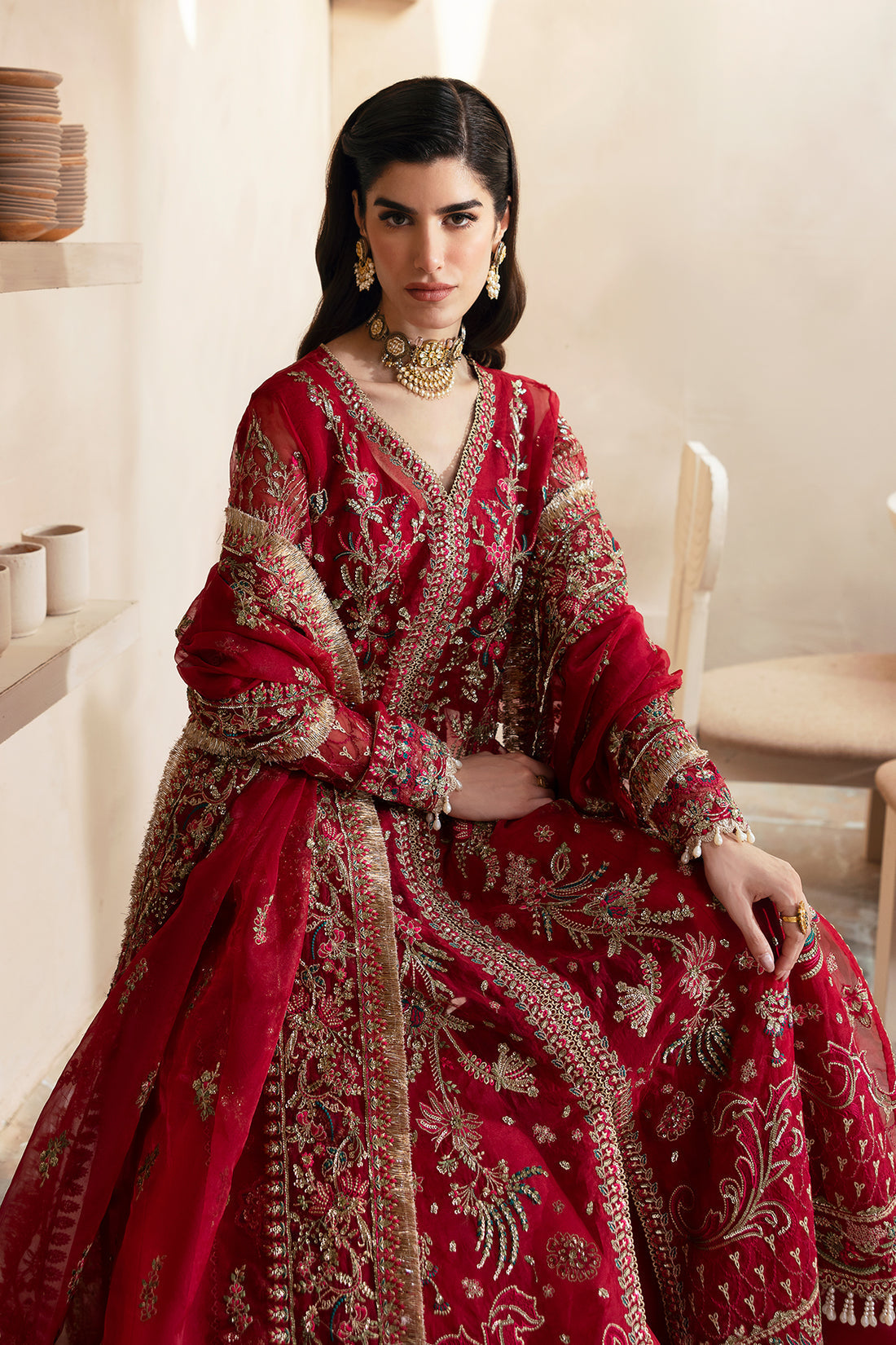 Emaan Adeel | Clay Couture | CARMINE -  Emaan Adeel Ladies Clothes - Original Designer Dress - House of Maryam