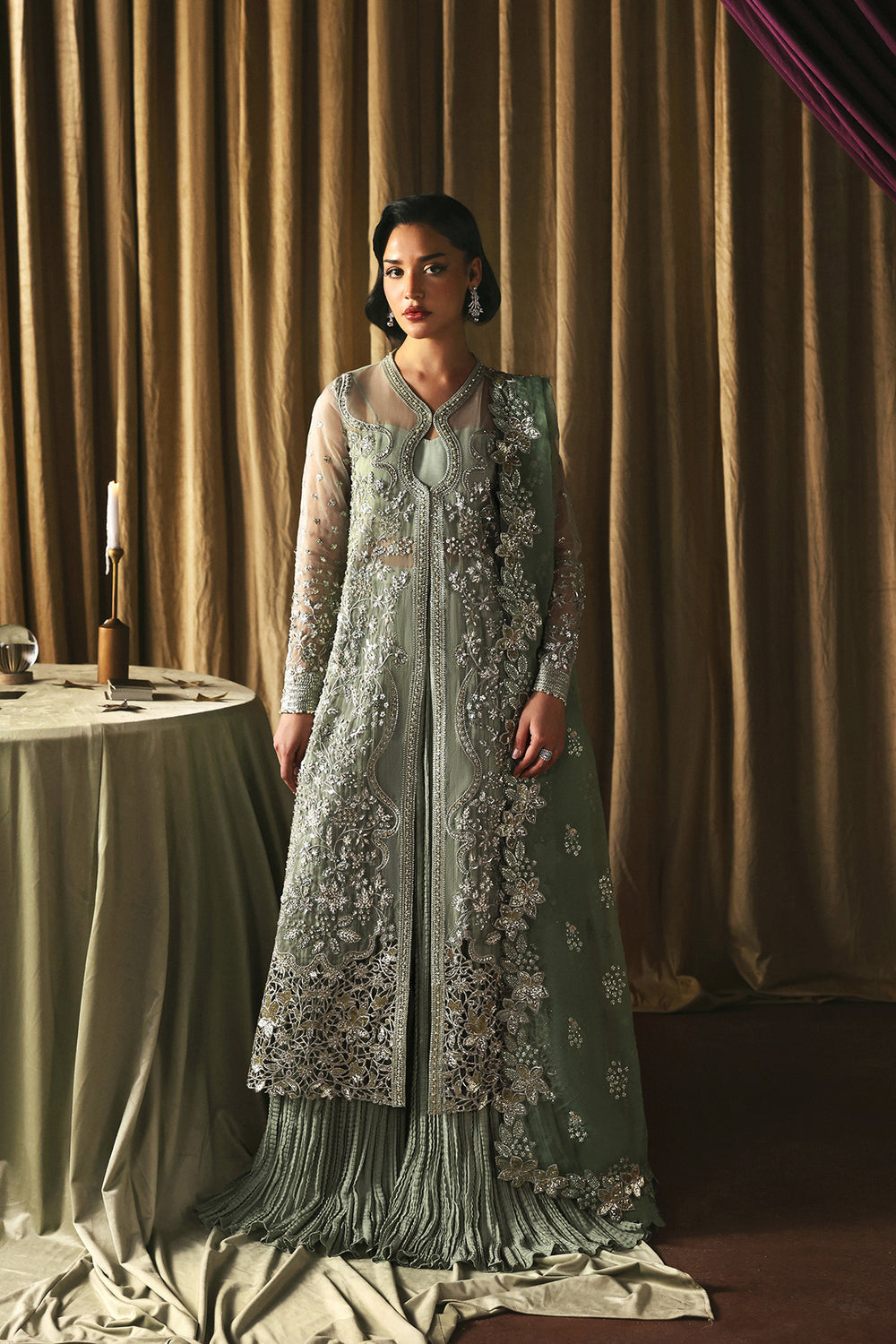 Afrozeh Fortune Teller pistachio organza formal suit