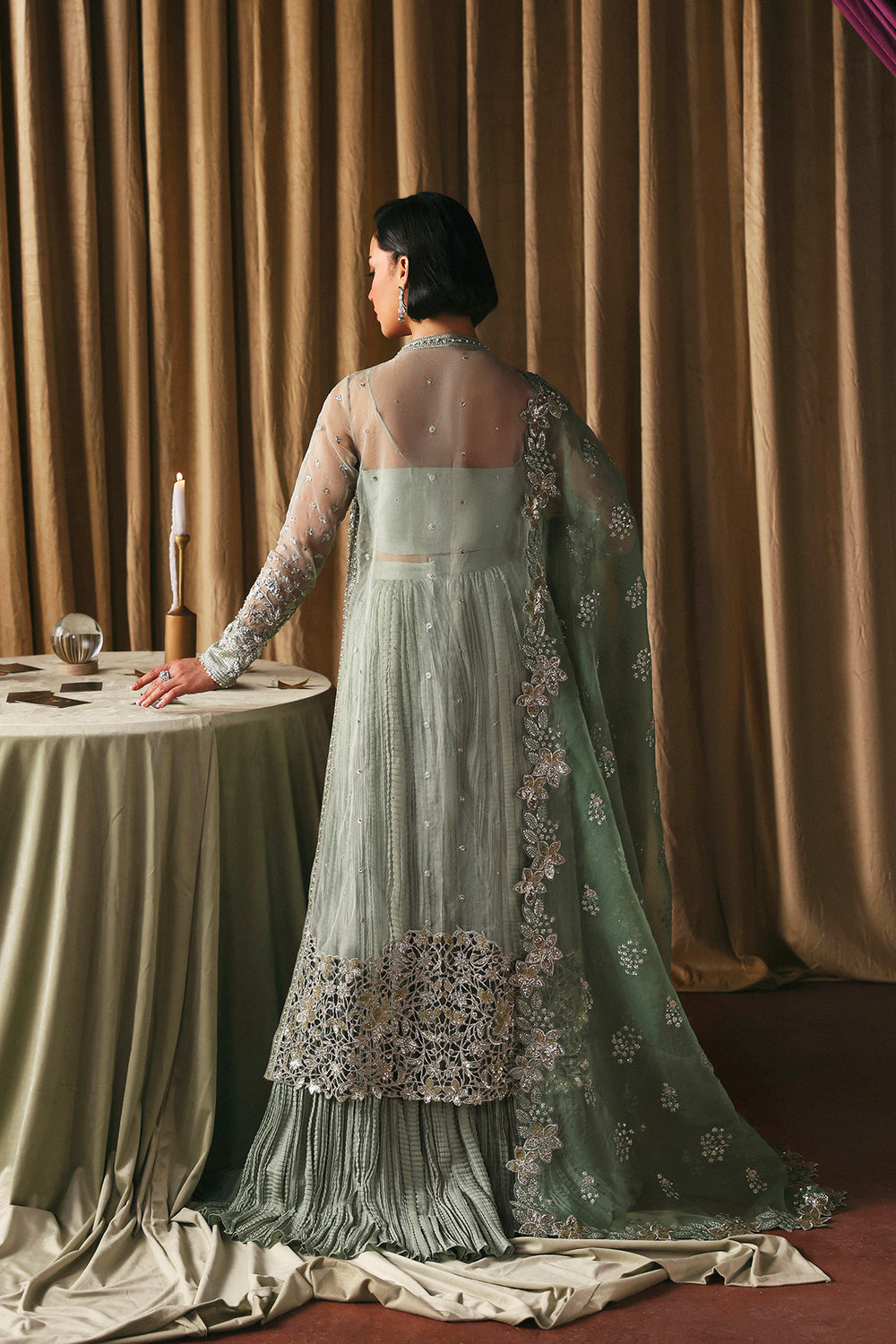 Afrozeh Fortune Teller pistachio organza formal suit, photo 2