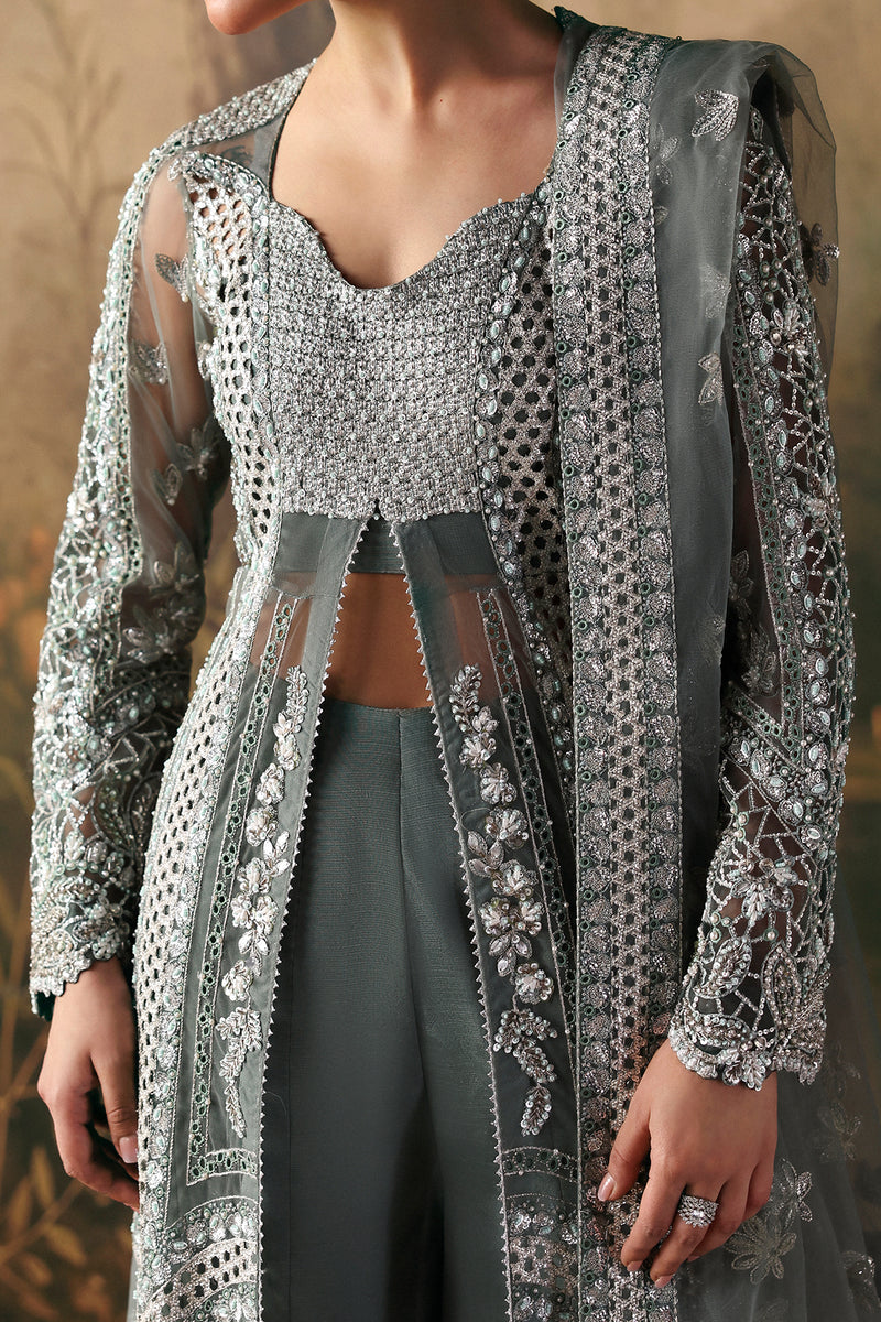 Afrozeh Crescent grey raw silk formal suit, photo 3