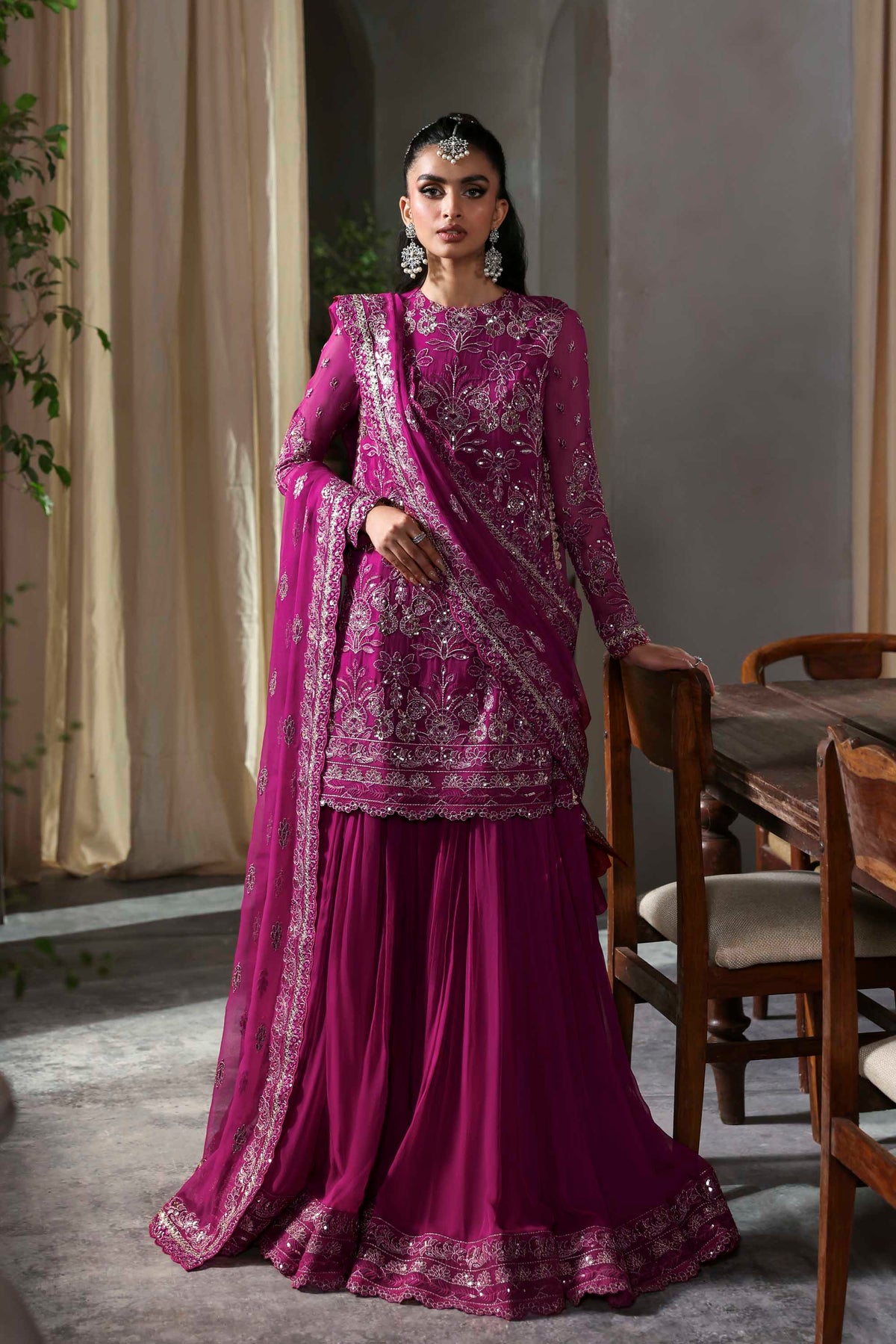 Akbar Aslam Mehzar chiffon formal shirt and gharara