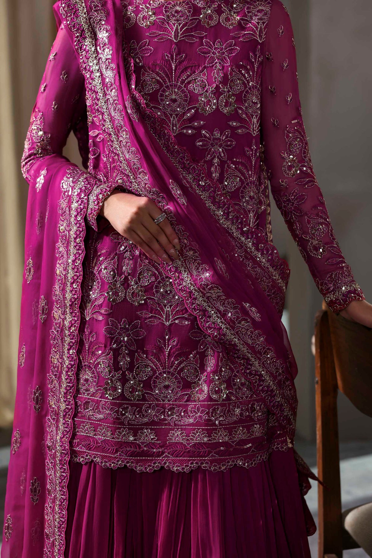 Akbar Aslam Mehzar chiffon formal shirt and gharara, photo 2