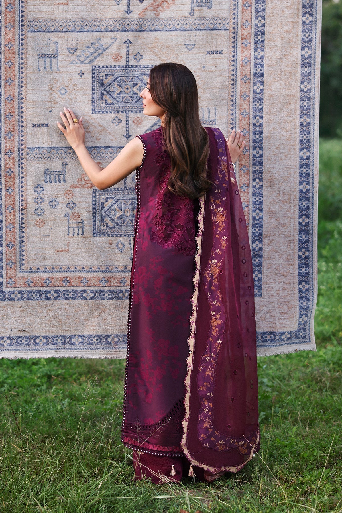 Afrozeh Thalia plum embroidered lawn suit, photo 2