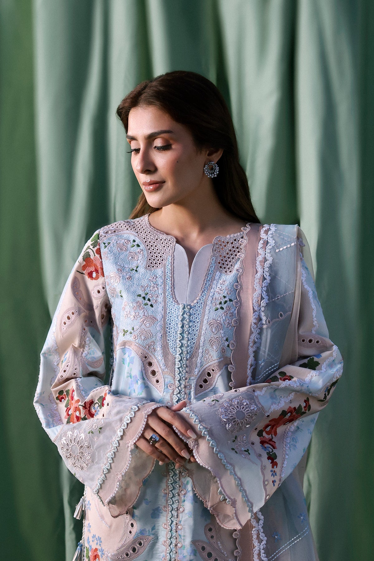 Afrozeh Eirene aqua embroidered lawn suit, photo 3
