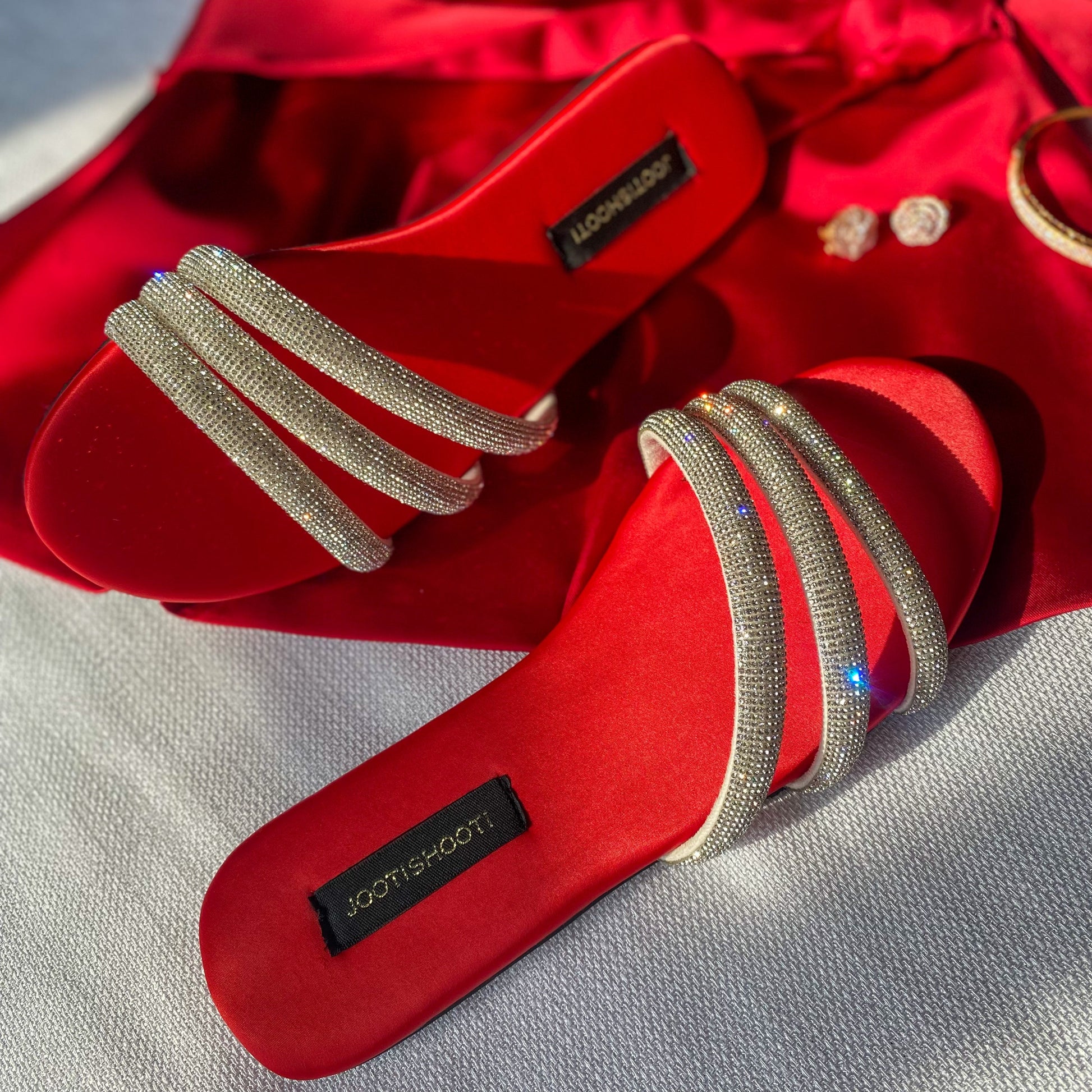 Red Lovestruck Slides by Designer House of Maryam - House of Maryam - Pakistani Designer Ethnic Wear in {{ shop.shopifyCountryName }}