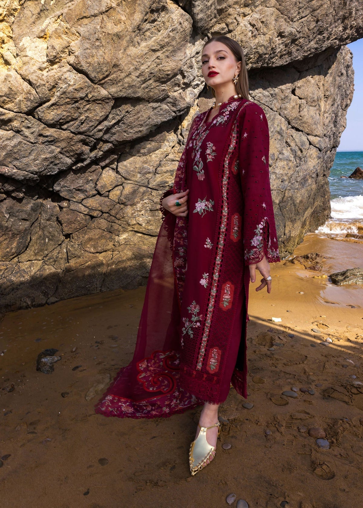 Crimson | Floe by Crimson | Parsi Threads - D5 B -  Crimson Ladies Clothes - Original Designer Dress - House of Maryam