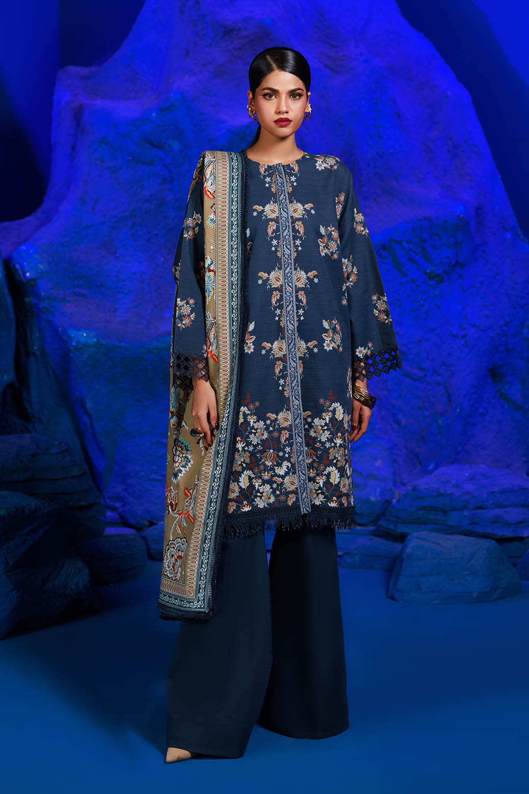 Bonanza Satrangi | Bellwether Blue 3 Pc (2W24P3P140) -  Bonanza Satrangi Unstitched - Original Designer Dress - House of Maryam