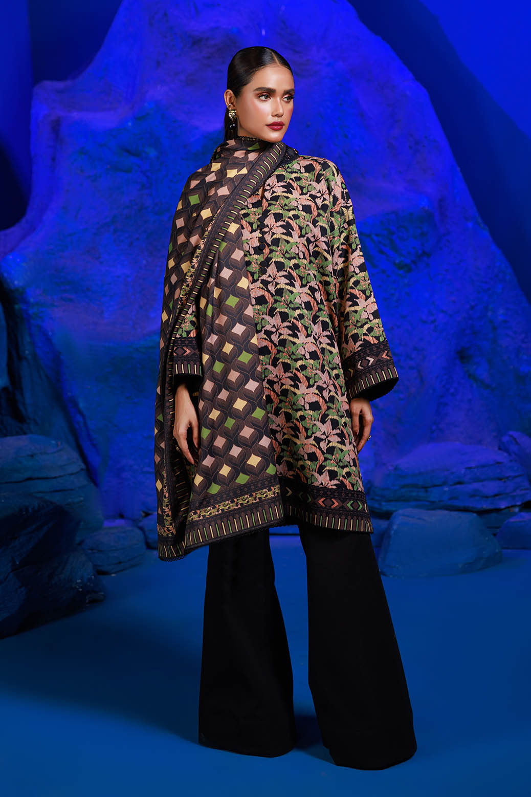 Bonanza Satrangi | Azure 3 Pc (2W24P3P201) -  Bonanza Satrangi Unstitched - Original Designer Dress - House of Maryam