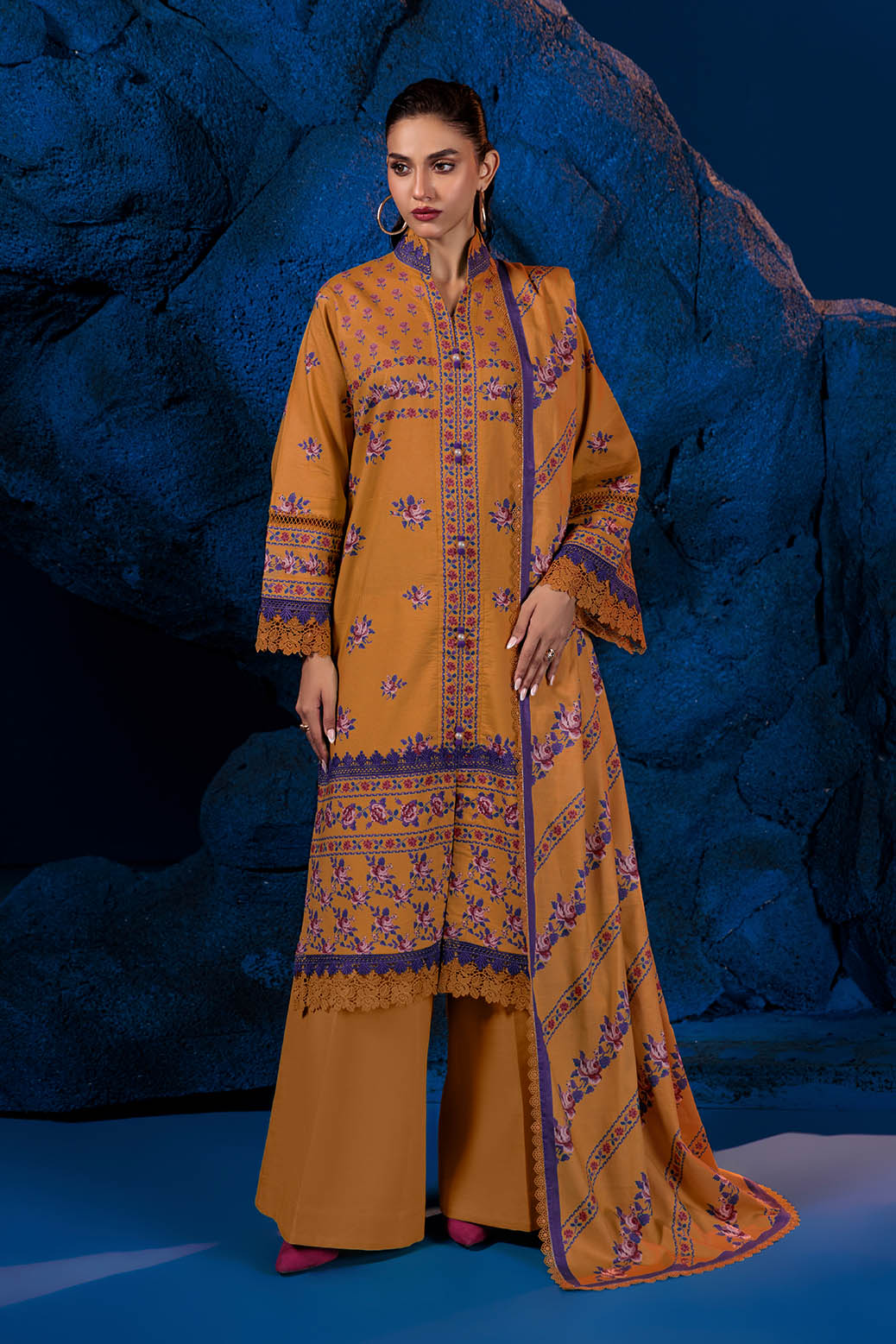 Bonanza Satrangi | Lime Rose 3 Pc (2W24P3P218) -  Bonanza Satrangi Unstitched - Original Designer Dress - House of Maryam