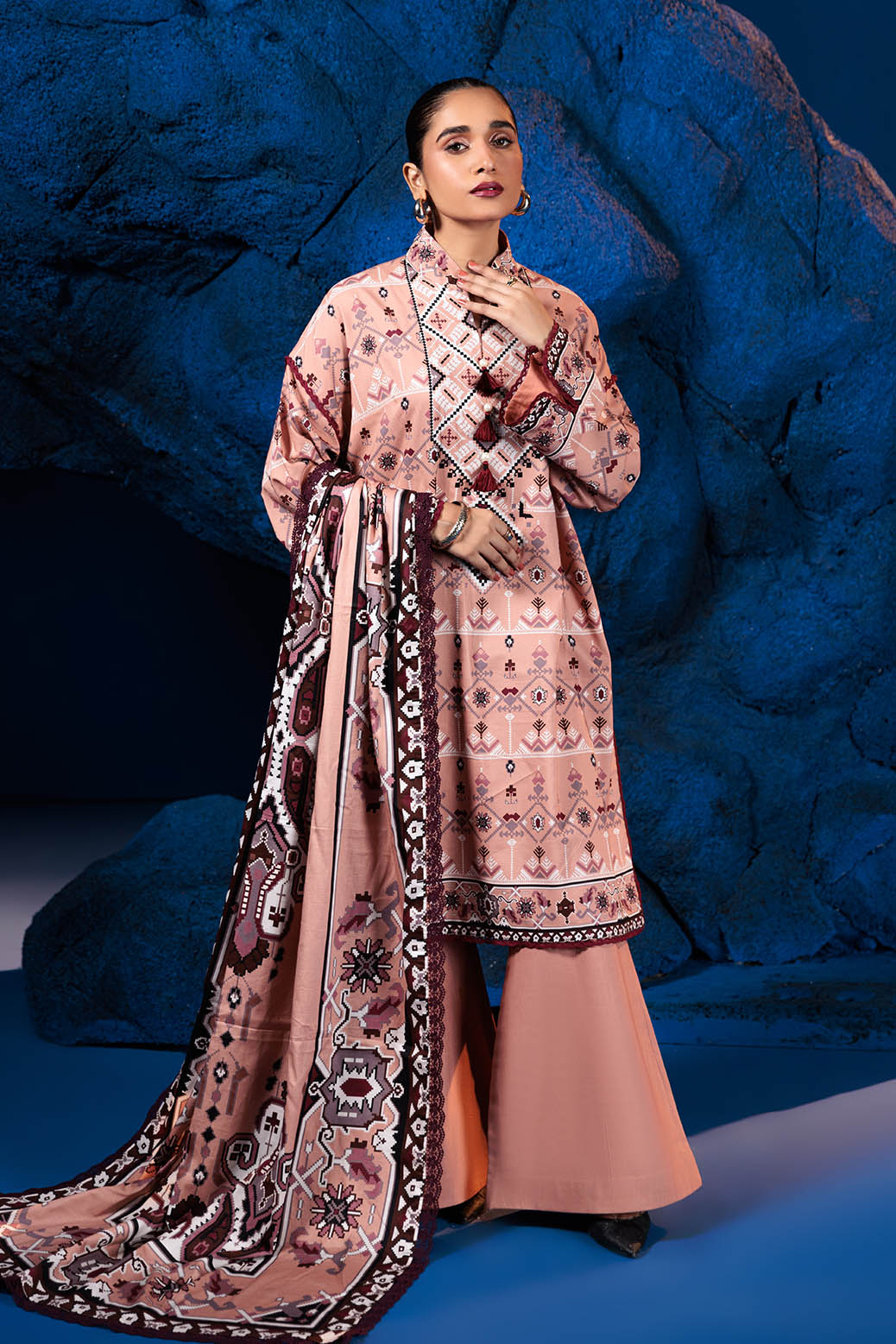 Bonanza Satrangi | Peach Quartz 3 Pc (2W24P3P223) -  Bonanza Satrangi Unstitched - Original Designer Dress - House of Maryam