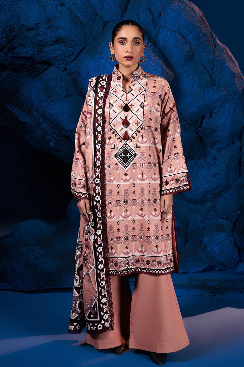 Bonanza Satrangi | Peach Quartz 3 Pc (2W24P3P223) -  Bonanza Satrangi Unstitched - Original Designer Dress - House of Maryam
