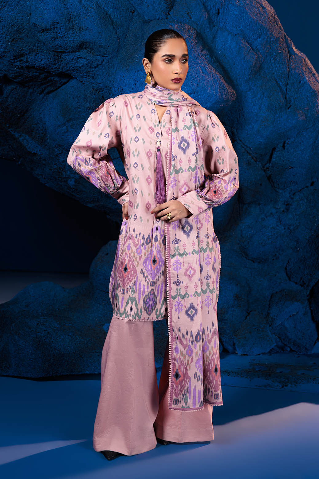 Bonanza Satrangi | Mauve Chalk 3 Pc (2W24P3P224) -  Bonanza Satrangi Unstitched - Original Designer Dress - House of Maryam