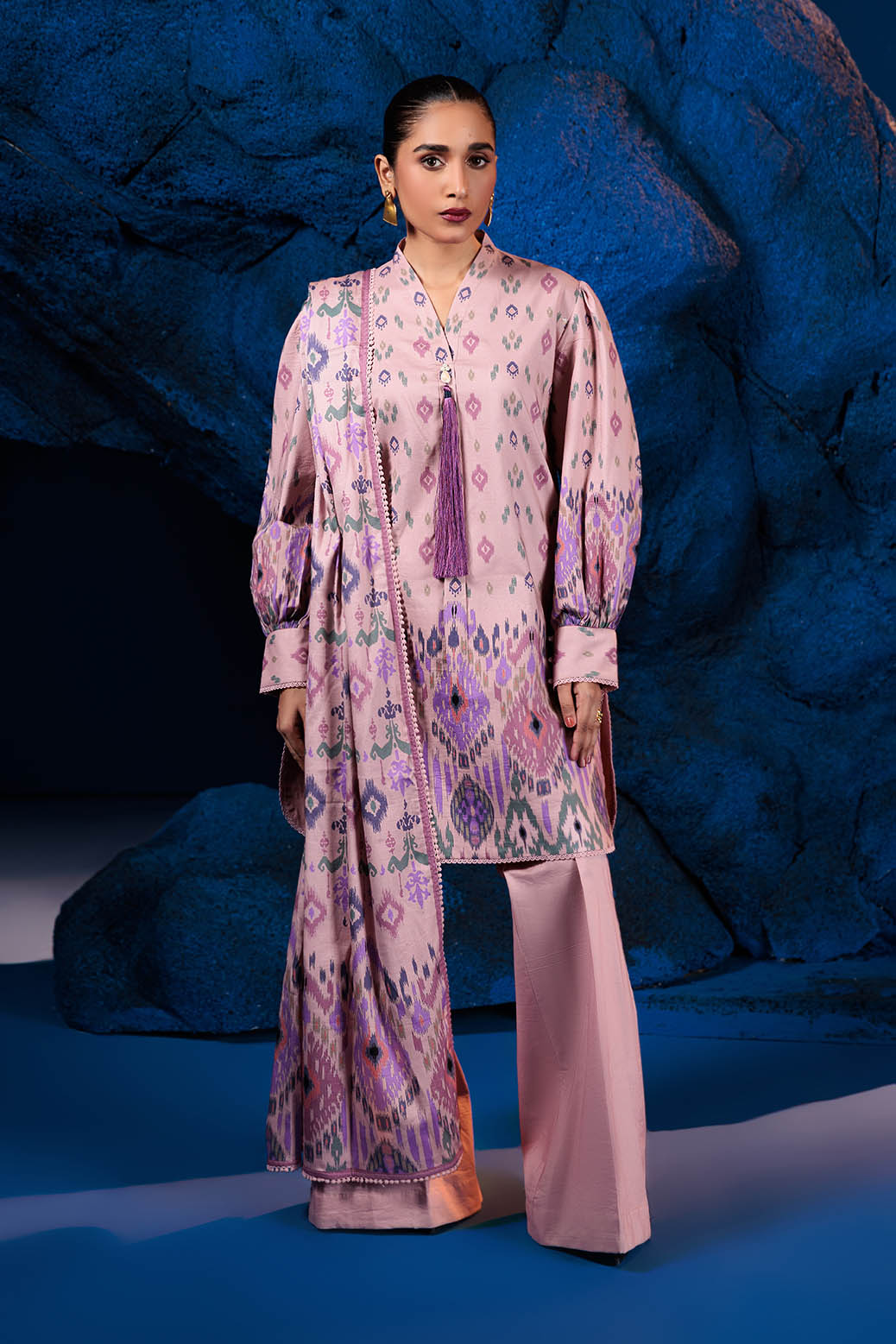 Bonanza Satrangi | Mauve Chalk 3 Pc (2W24P3P224) -  Bonanza Satrangi Unstitched - Original Designer Dress - House of Maryam