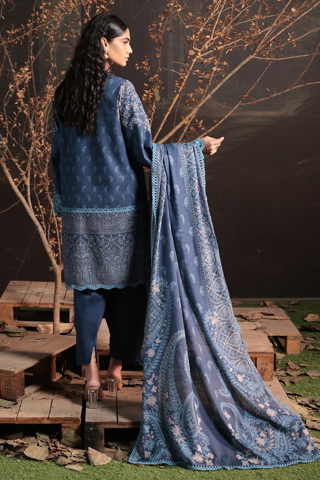 Bonanza Satrangi | Midnight Blue 3 Pc (2W24P3P261) -  Bonanza Satrangi Unstitched - Original Designer Dress - House of Maryam