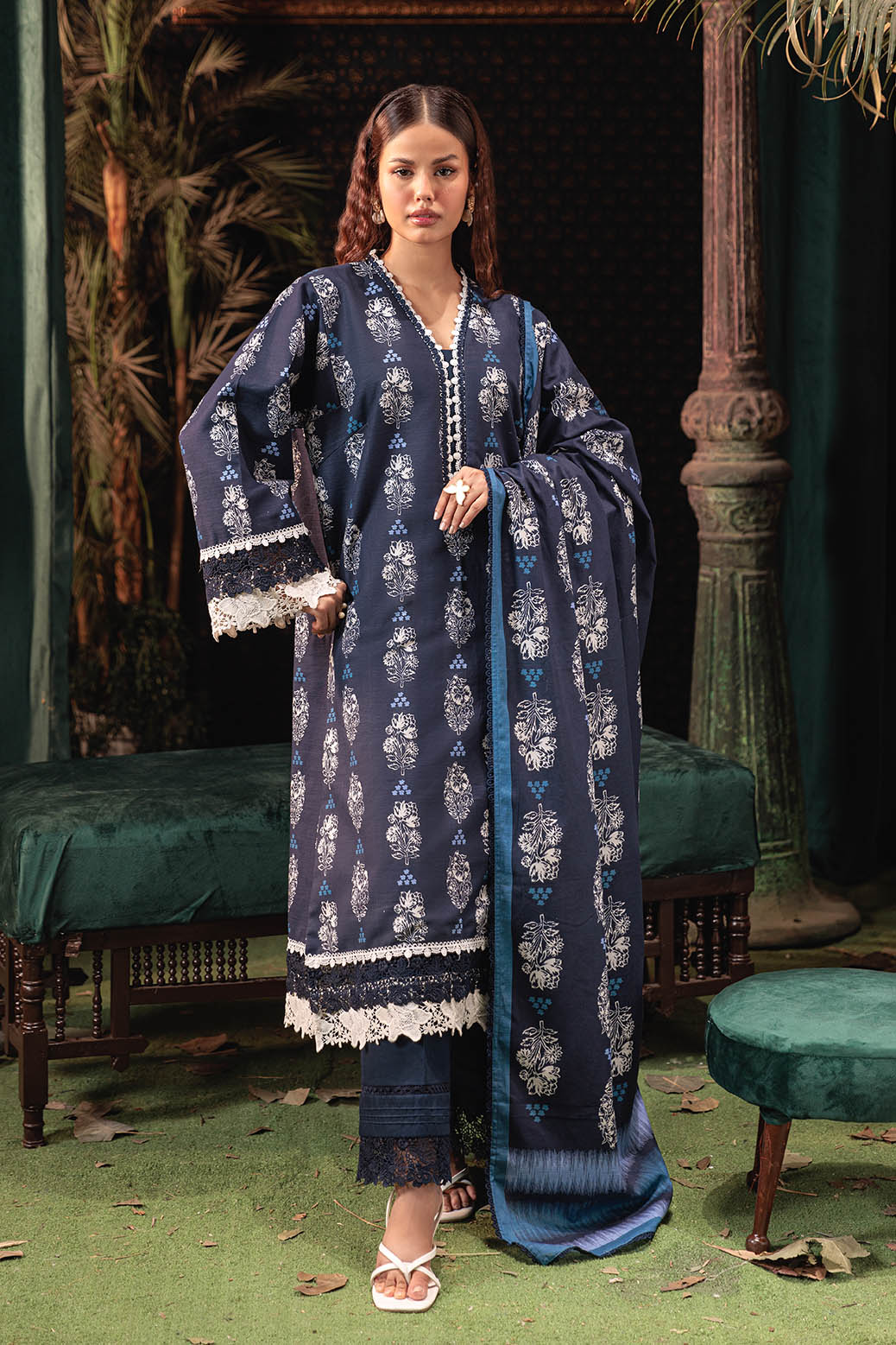 Bonanza Satrangi | Midnight Leaf 3 Pc (2W24P3P273) -  Bonanza Satrangi Unstitched - Original Designer Dress - House of Maryam