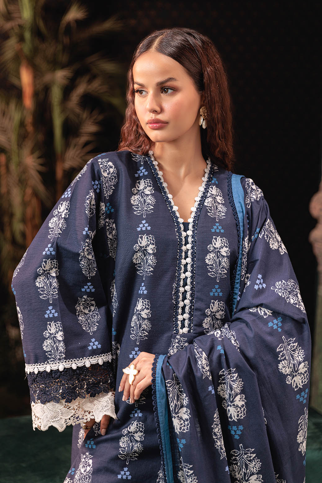 Bonanza Satrangi | Midnight Leaf 3 Pc (2W24P3P273) -  Bonanza Satrangi Unstitched - Original Designer Dress - House of Maryam