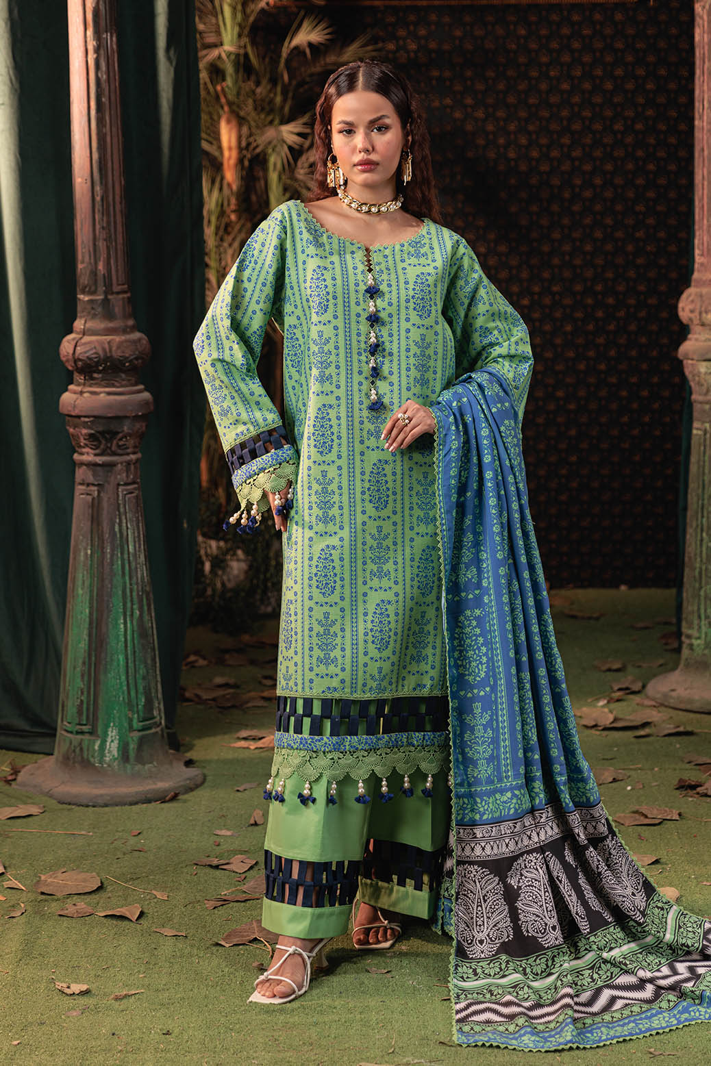 Bonanza Satrangi | Pale Gardenia 3 Pc (2W24P3P328) -  Bonanza Satrangi Unstitched - Original Designer Dress - House of Maryam