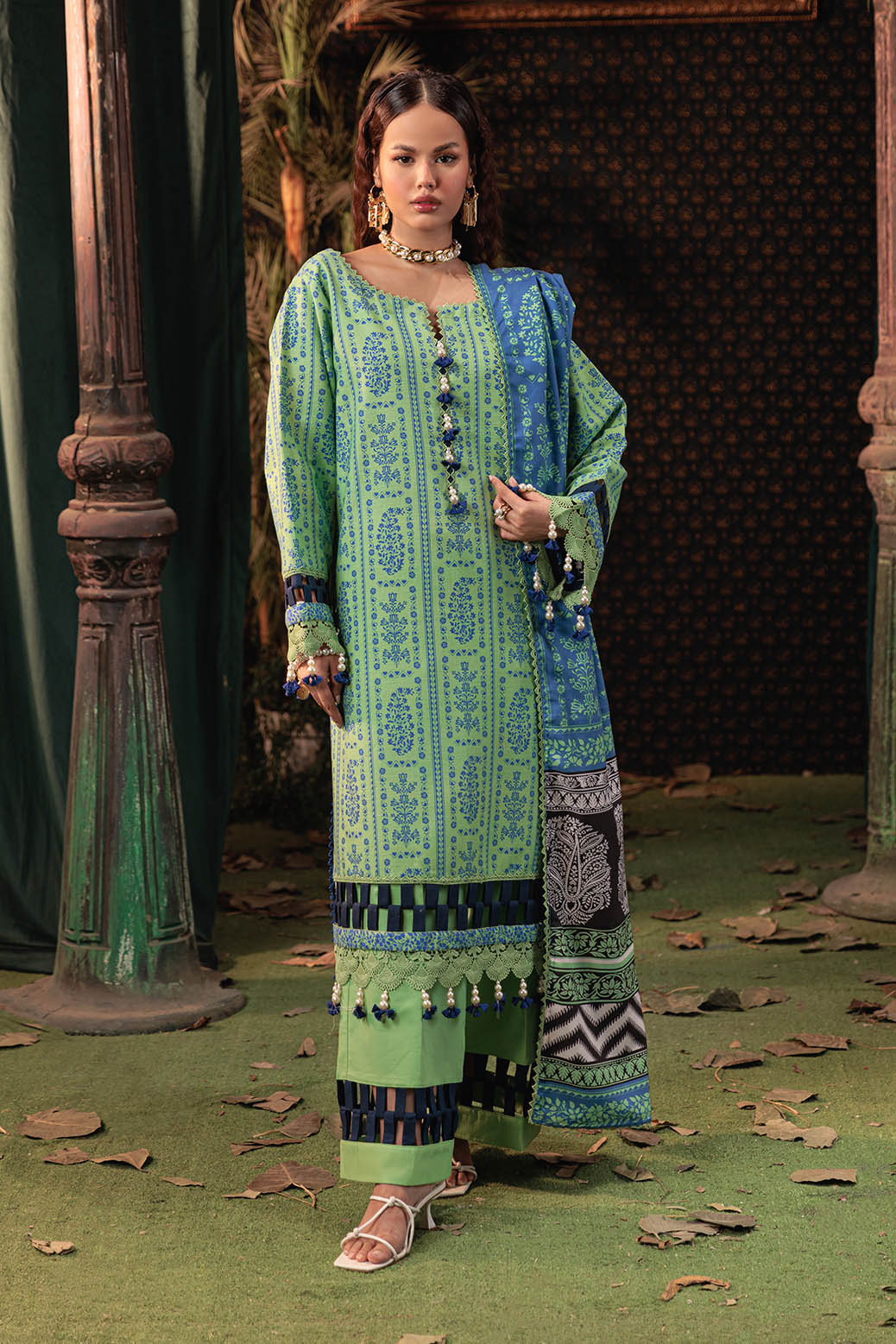 Bonanza Satrangi | Pale Gardenia 3 Pc (2W24P3P328) -  Bonanza Satrangi Unstitched - Original Designer Dress - House of Maryam