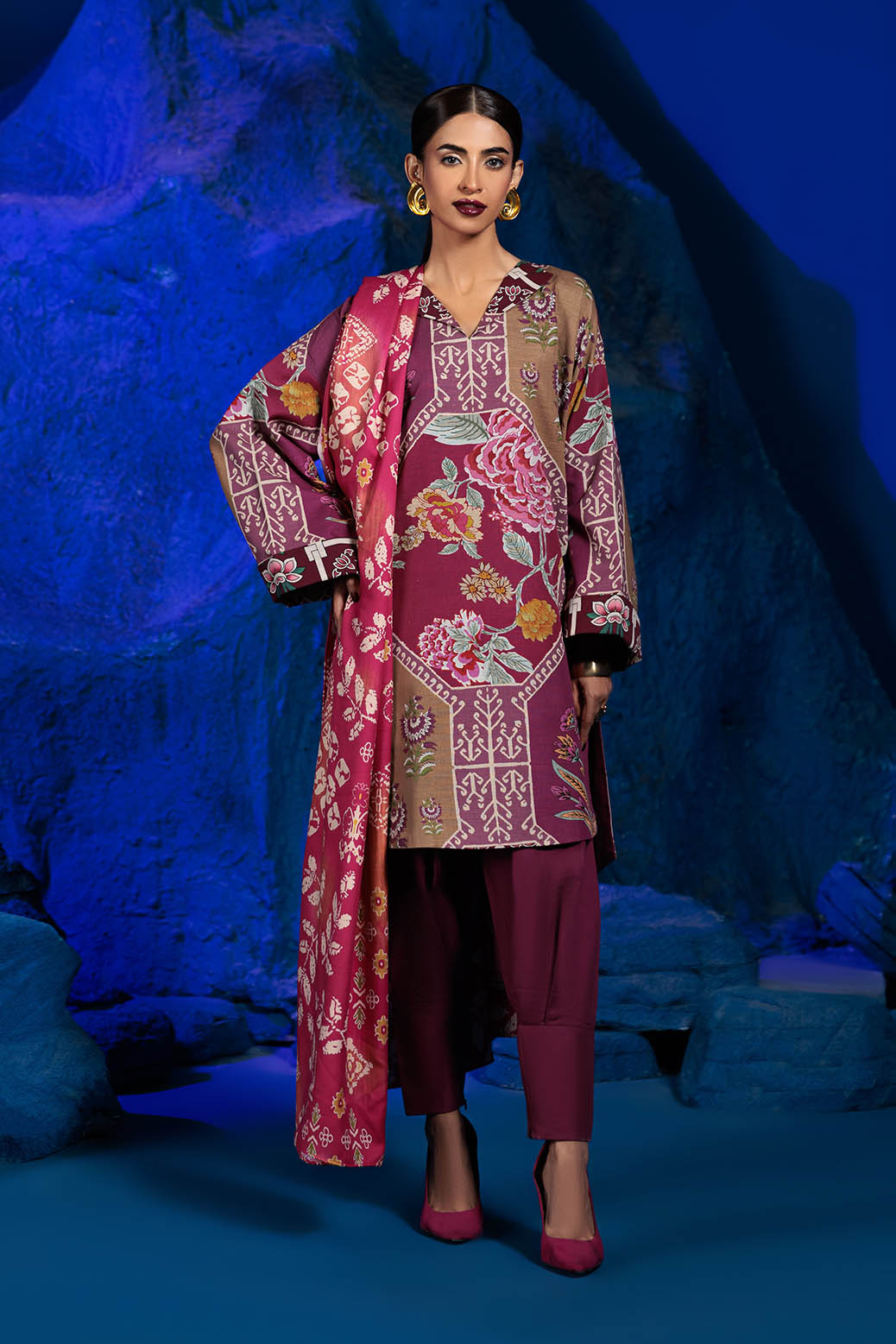 Bonanza Satrangi | Festive Fuchsia 3 Pc (2W24P3P330) -  Bonanza Satrangi Unstitched - Original Designer Dress - House of Maryam