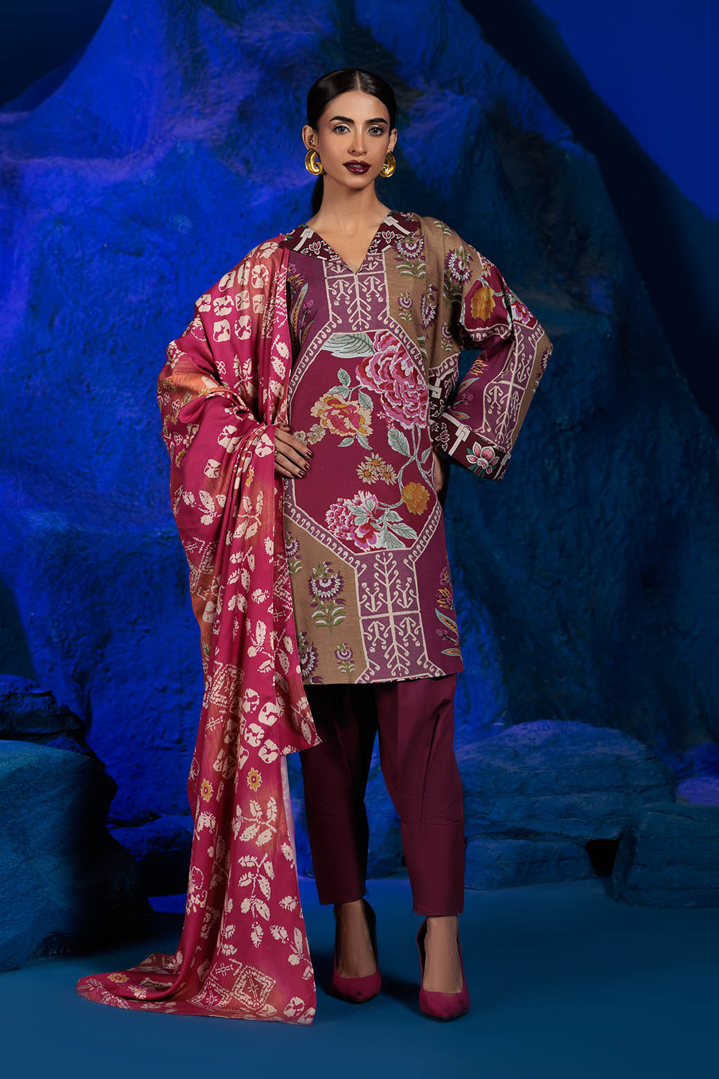 Bonanza Satrangi | Festive Fuchsia 3 Pc (2W24P3P330) -  Bonanza Satrangi Unstitched - Original Designer Dress - House of Maryam