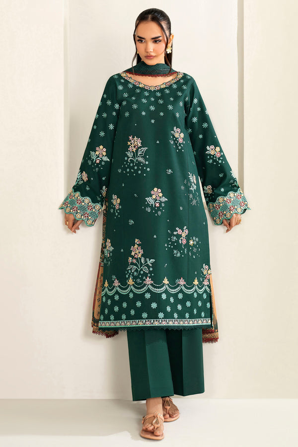 Farasha | Summer Weaves Embroidered Lawn | Willow Green-4