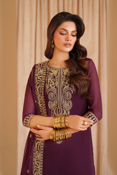 Iznik I Festive Formal I CC-76 Embroidered Chiffon -  Iznik Ladies Clothes - Original Designer Dress - House of Maryam