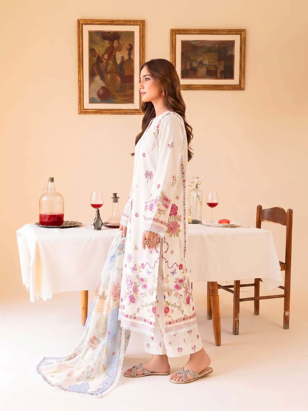 Faiza Faisal | FNF Printed Lawn | IVORY GRACE-2