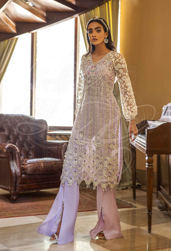 Layla Chatoor | Luxury Pret | Purple Tunic With Long Pants, image 3