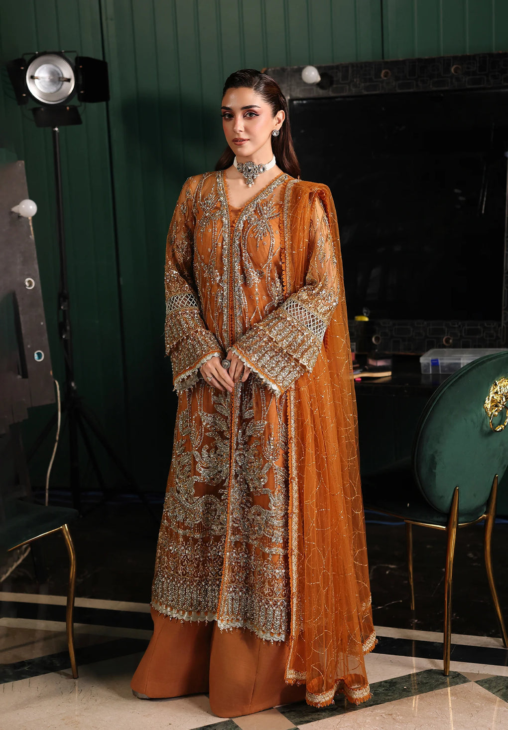 Elaf Premium | Stardom Formal Handwork 25 | ESH-09 SAFFRON -  Elaf Premium Ladies Clothes - Original Designer Dress - House of Maryam