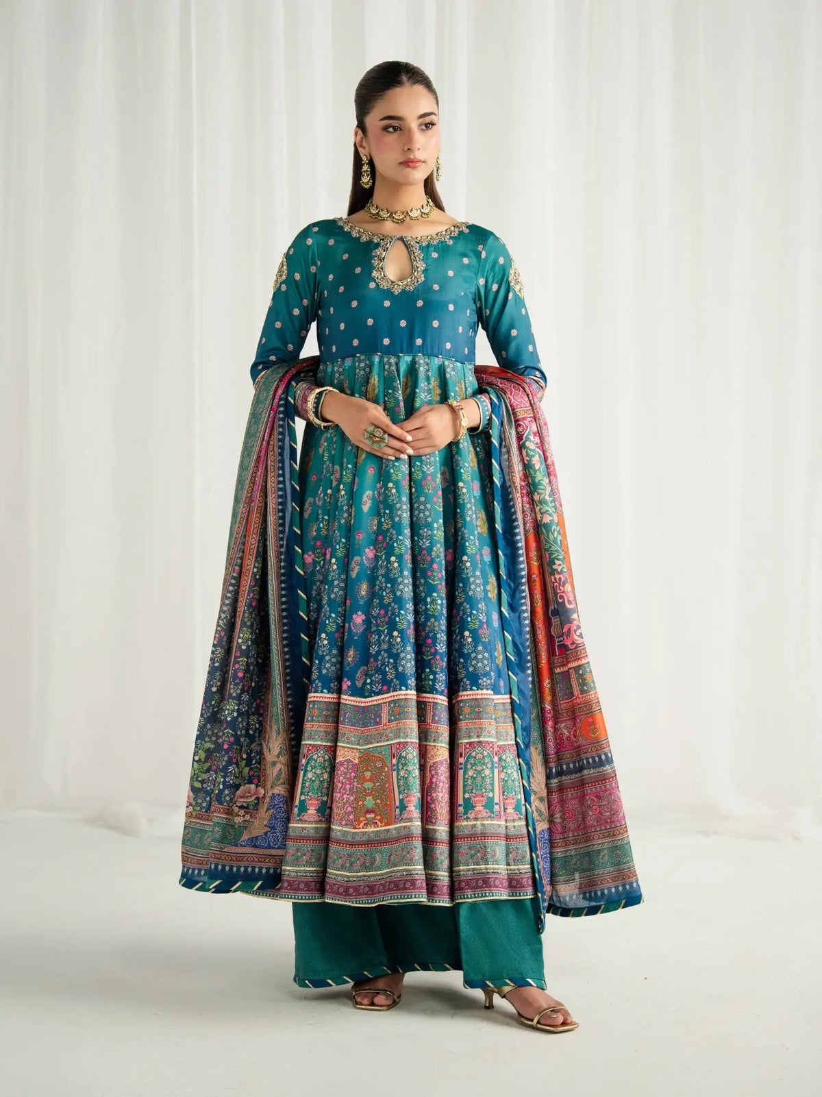 Gulaal | Aira Printed Silk | Azure, image 4